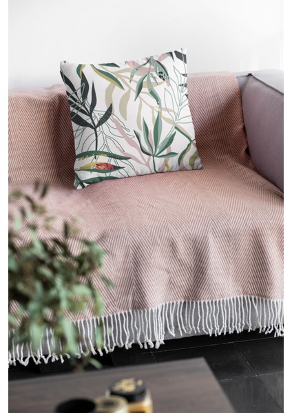 Premium Tay Tüyü Dokuma Kumaş Çift Taraflı Yapraklı Kırlent Yastık Kılıfı 43X43 Cm KRL083 fırsatları