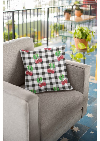 Dokuma Leke Tutmaz Premium Tay Tüyü Kumaş Çift Taraflı Kiraz Kırlent Yastık Kılıfı 43X43 Cm KRL215