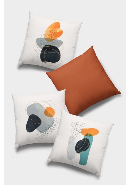 Çift Taraflı 4'lü Kırlent Kılıfı 43X43 Cm Gizli Fermuar Tay Tüyü Dokuma Premium Kumaş 4KR054