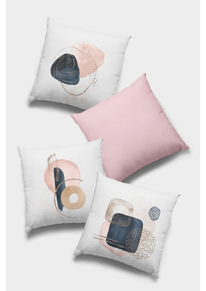 Çift Taraflı 4'lü Kırlent Kılıfı 43X43 Cm Gizli Fermuar Premium Kumaş Dokuma Tay Tüyü 4KR056