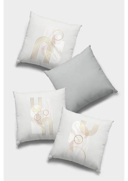 Çift Taraflı 4'lü Kırlent Kılıfı 43X43 Cm Gizli Fermuar Premium Dokuma Tay Tüyü Kumaş 4KR057