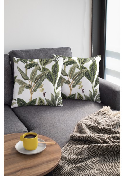 Çift Taraflı Kırlent Yastık Kılıfı Yapraklı Premium Tay Tüyü Dokuma Kumaş 43X43 Cm KRL045 modelleri