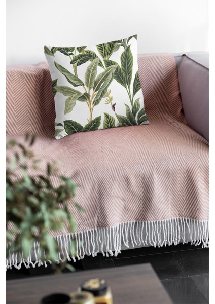 Çift Taraflı Kırlent Yastık Kılıfı Yapraklı Premium Tay Tüyü Dokuma Kumaş 43X43 Cm KRL045 fırsatları