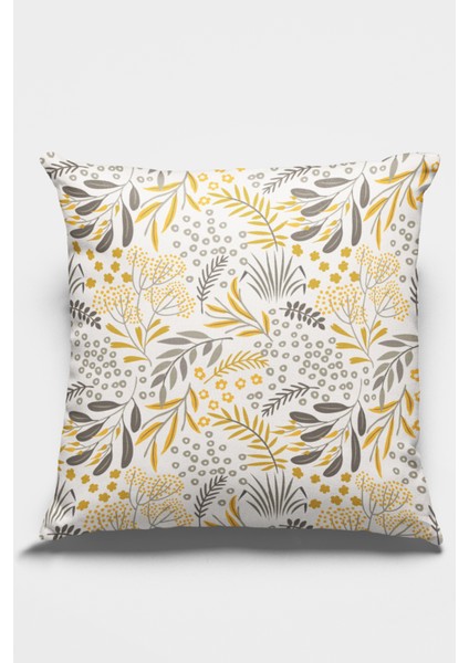 Premium Tay Tüyü Dokuma Kumaş Çift Taraflı Yapraklı Kırlent Yastık Kılıfı 43X43 Cm KRL052