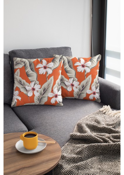 Tay Tüyü Dokuma Premium Kumaş Çift Taraflı Kırlent Yapraklı Yastık Kılıfı 43X43 Cm KRL054 modelleri
