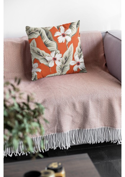 Tay Tüyü Dokuma Premium Kumaş Çift Taraflı Kırlent Yapraklı Yastık Kılıfı 43X43 Cm KRL054 fırsatları