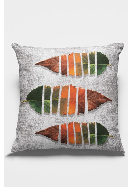 Premium Yapraklı Tay Tüyü Çift Taraflı Kırlent Yastık Kılıfı Dokuma Kumaş 43X43 Cm KRL098 fiyatları