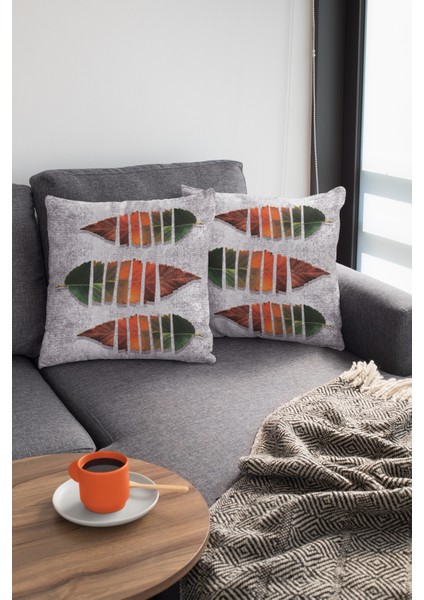 Premium Yapraklı Tay Tüyü Çift Taraflı Kırlent Yastık Kılıfı Dokuma Kumaş 43X43 Cm KRL098 modelleri