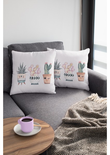 Premium Tay Tüyü Dokuma Leke Tutmaz Kumaş Çift Taraflı Kırlent Yastık Kılıfı Kaktüs 43X43 Cm KRL034 modelleri