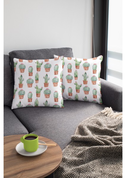 Tay Tüyü Dokuma Premium Leke Tutmaz Kumaş Çift Taraflı Kırlent Yastık Kılıfı Kaktüs 43X43 Cm KRL057 modelleri