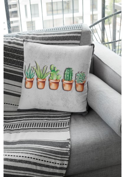 Çift Taraflı Kırlent Yastık Kılıfı Premium Tay Tüyü Dokuma Leke Tutmaz Kumaş Kaktüs 43X43 Cm KRL335 fiyatları