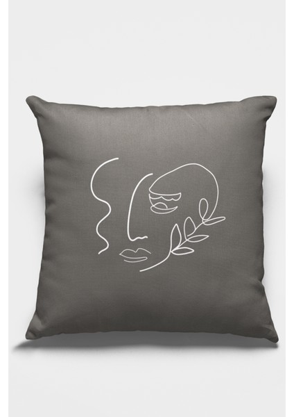 Leke Tutmaz Premium Tay Tüyü Kumaş Çift Taraflı Kırlent Soyut Yastık Kılıfı 43X43 Cm KRL044