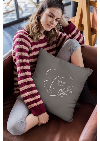 Leke Tutmaz Premium Tay Tüyü Kumaş Çift Taraflı Kırlent Soyut Yastık Kılıfı 43X43 Cm KRL044 fırsatları