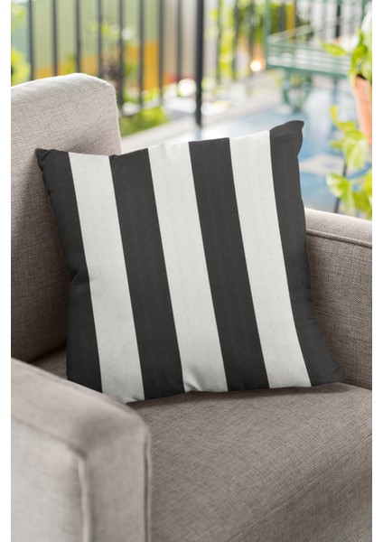 Dokuma Premium Tay Tüyü Kumaş Çift Taraflı Çizgili Kırlent Yastık Kılıfı 43X43 Cm KRL151