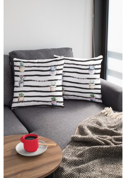 Leke Tutmaz Premium Tay Tüyü Dokuma Kumaş Çift Taraflı Kırlent Yastık Kılıfı Kaktüs 43X43 Cm KRL118 modelleri