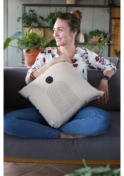 Premium Tay Tüyü Leke Tutmaz Kumaş Çift Taraflı Soyut Kırlent Yastık Kılıfı 43X43 Cm KRL039