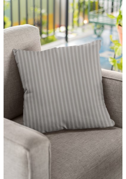 Dokuma Premium Tay Tüyü Kumaş Çift Taraflı Çizgili Kırlent Yastık Kılıfı 43X43 Cm KRL282