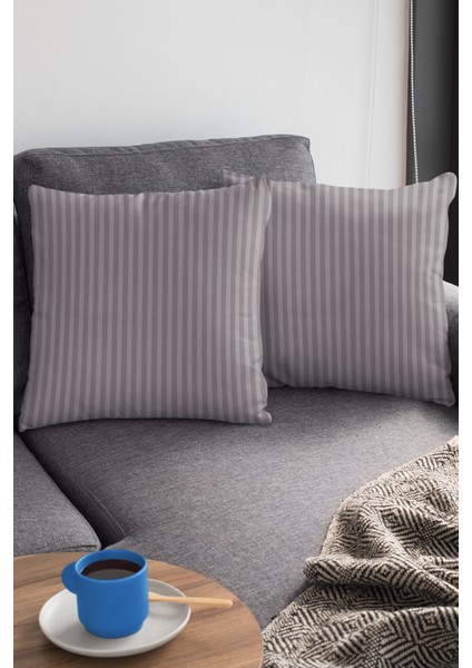 Dokuma Premium Tay Tüyü Kumaş Çift Taraflı Çizgili Kırlent Yastık Kılıfı 43X43 Cm KRL282 modelleri