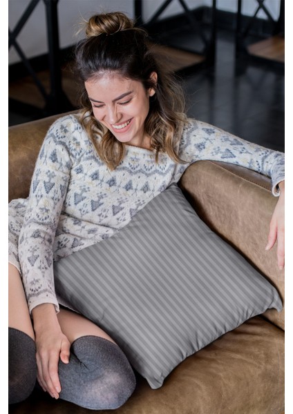 Dokuma Premium Tay Tüyü Kumaş Çift Taraflı Çizgili Kırlent Yastık Kılıfı 43X43 Cm KRL282 fırsatları