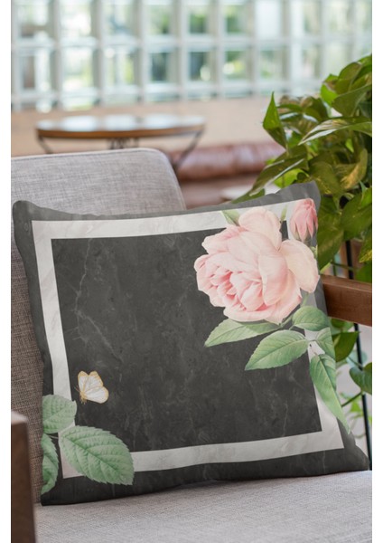 Premium Tay Tüyü Dokuma Kumaş Çiçekli Çift Taraflı Kırlent Yastık Kılıfı 43X43 Cm KRL095 fırsatları