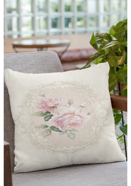 Çift Taraflı Kırlent Yastık Kılıfı Çiçekli Dokuma Premium Tay Tüyü Kumaş 43X43 Cm KRL314 fırsatları