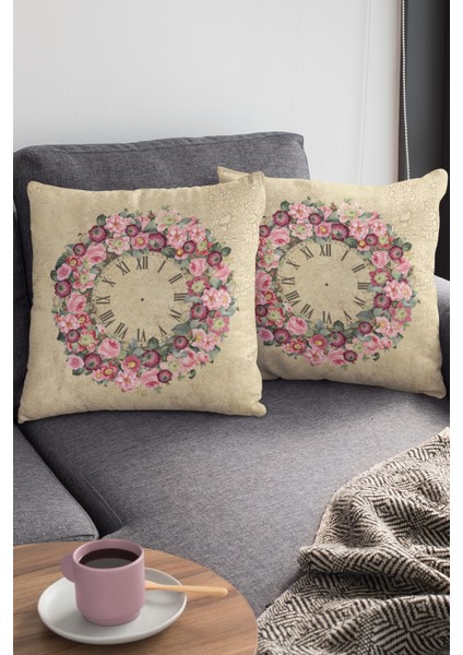 Çiçekli Kırlent Yastık Kılıfı Premium Tay Tüyü Dokuma Kumaş Çift Taraflı 43X43 Cm KRL340 modelleri