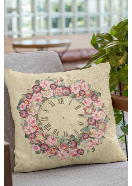 Çiçekli Kırlent Yastık Kılıfı Premium Tay Tüyü Dokuma Kumaş Çift Taraflı 43X43 Cm KRL340 fırsatları