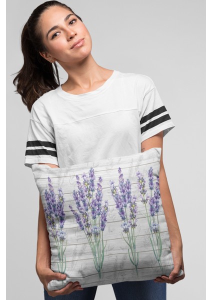 Tay Tüyü Dokuma Premium Kumaş Çift Taraflı Kırlent Yastık Kılıfı Çiçekli 43X43 Cm KRL345