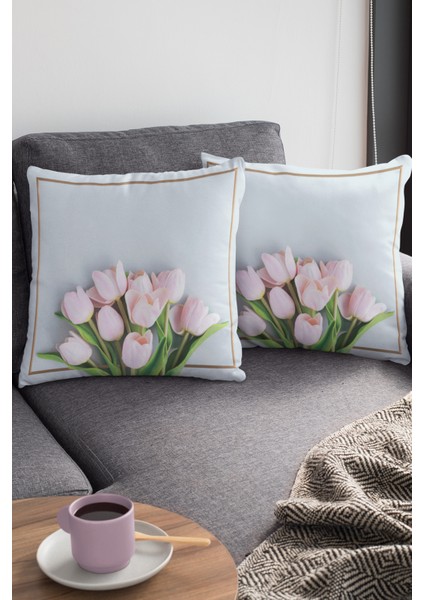 Tay Tüyü Dokuma Premium Kumaş Çift Taraflı Kırlent Yastık Kılıfı Çiçekli 43X43 Cm KRL441 modelleri