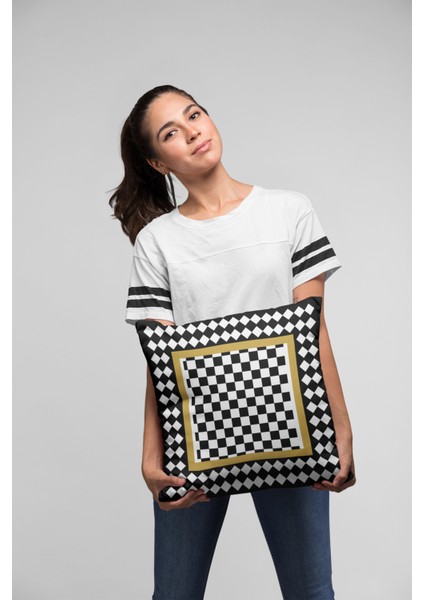 Tay Tüyü Dokuma Premium Kumaş Çift Taraflı Kırlent Fas Desen Yastık Kılıfı 43X43 Cm KRL073 fırsatları