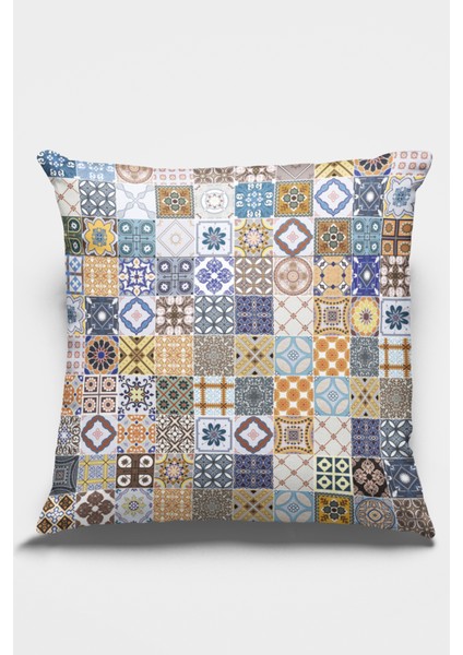 Premium Tay Tüyü Çift Taraflı Kırlent Yastık Kılıfı Dokuma Çini Desenli Kumaş 43X43 Cm KRL198 fiyatları