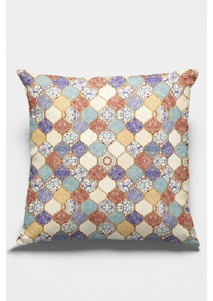 Çift Taraflı Kırlent Yastık Kılıfı Premium Tay Tüyü Dokuma Kumaş Çini Desenli 43X43 Cm KRL200 fiyatları