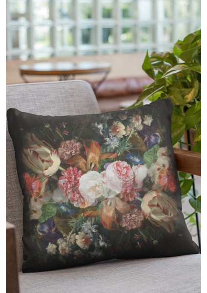 Çiçekli Kırlent Yastık Kılıfı Premium Tay Tüyü Dokuma Kumaş Çift Taraflı 43X43 Cm KRL103 fırsatları