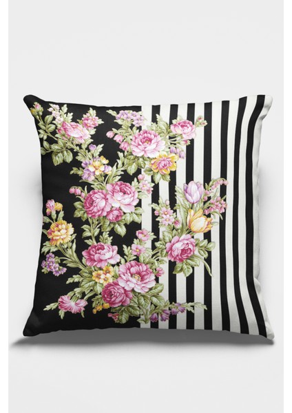 Çiçekli Kırlent Yastık Kılıfı Premium Tay Tüyü Dokuma Kumaş Çift Taraflı 43X43 Cm KRL159 fiyatları