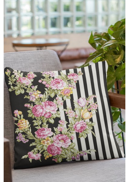 Çiçekli Kırlent Yastık Kılıfı Premium Tay Tüyü Dokuma Kumaş Çift Taraflı 43X43 Cm KRL159 fırsatları