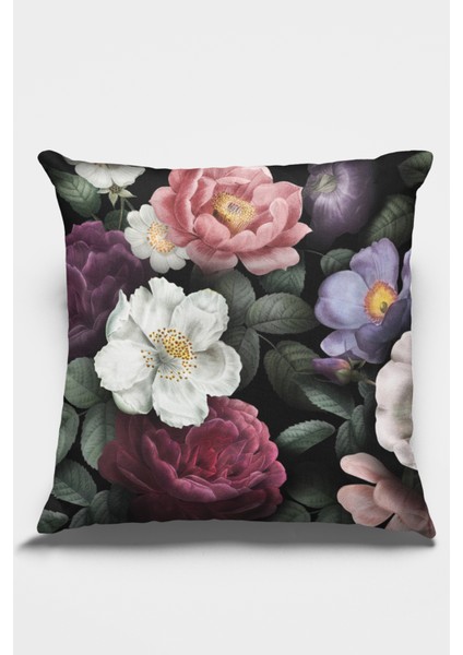 Çiçekli Kırlent Yastık Kılıfı Premium Tay Tüyü Dokuma Kumaş Çift Taraflı 43X43 Cm KRL448 fiyatları