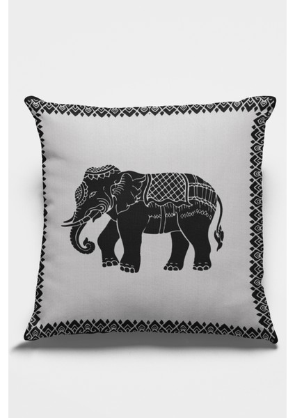 Tay Tüyü Dokuma Premium Kumaş Çift Taraflı Kırlent Filli Yastık Kılıfı 43X43 Cm KRL105