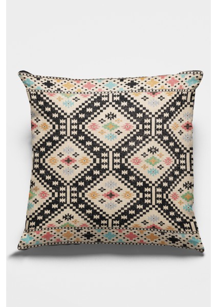 Etnik Tay Tüyü Dokuma Premium Kumaş Çift Taraflı Kırlent Yastık Kılıfı 43X43 Cm KRL071