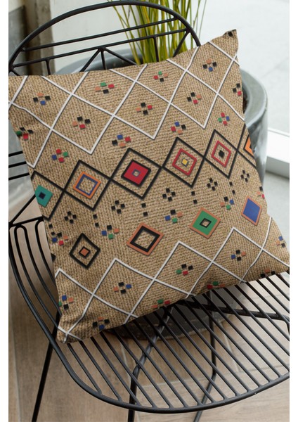 Çift Taraflı Kırlent Yastık Kılıfı Premium Tay Tüyü Dokuma Kumaş Bohem 43X43 Cm KRL112 fırsatları