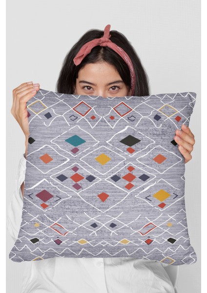 Bohem Premium Tay Tüyü Dokuma Kumaş Çift Taraflı Kırlent Yastık Kılıfı 43X43 Cm KRL132
