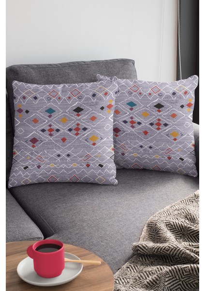Bohem Premium Tay Tüyü Dokuma Kumaş Çift Taraflı Kırlent Yastık Kılıfı 43X43 Cm KRL132