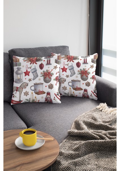 Tay Tüyü Premium Leke Tutmaz Kumaş Çift Taraflı Kırlent Yastık Kılıfı Christmas 43X43 Cm KRL079 modelleri