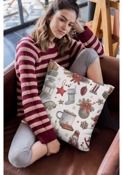 Tay Tüyü Premium Leke Tutmaz Kumaş Çift Taraflı Kırlent Yastık Kılıfı Christmas 43X43 Cm KRL079 fırsatları