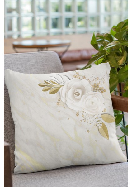 Çiçekli Kırlent Yastık Kılıfı Premium Tay Tüyü Dokuma Kumaş Çift Taraflı 43X43 Cm KRL437 fırsatları