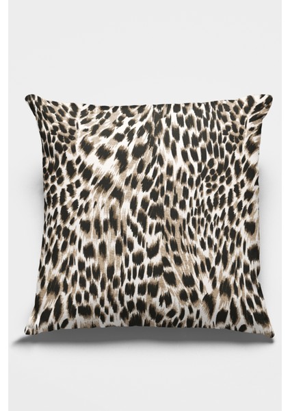 Tay Tüyü Dokuma Premium Kumaş Çift Taraflı Kırlent Leopar Yastık Kılıfı 43X43 Cm KRL050