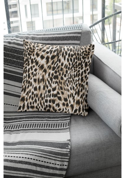Tay Tüyü Dokuma Premium Kumaş Çift Taraflı Kırlent Leopar Yastık Kılıfı 43X43 Cm KRL050 fiyatları