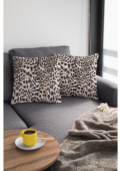 Tay Tüyü Dokuma Premium Kumaş Çift Taraflı Kırlent Leopar Yastık Kılıfı 43X43 Cm KRL050 modelleri