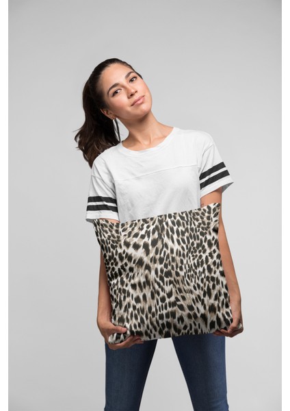 Tay Tüyü Dokuma Premium Kumaş Çift Taraflı Kırlent Leopar Yastık Kılıfı 43X43 Cm KRL050 fırsatları