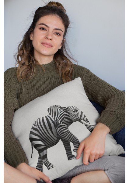 Çift Taraflı Kırlent Yastık Kılıfı Filli Premium Tay Tüyü Dokuma Kumaş 43X43 Cm KRL446 fırsatları