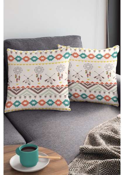 Premium Tay Tüyü Dokuma Kumaş Bohem Çift Taraflı Kırlent Yastık Kılıfı 43X43 Cm KRL086 modelleri